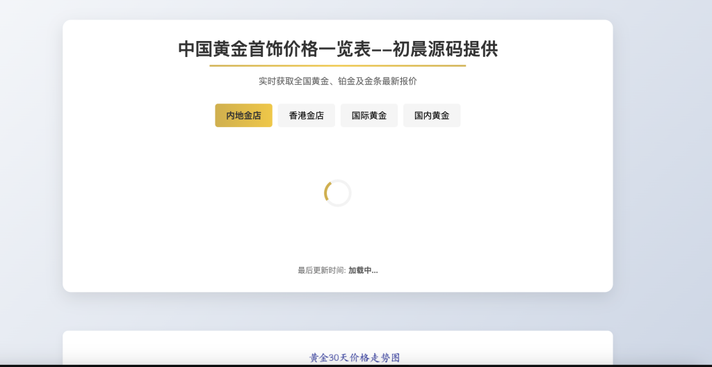 黄金首饰价格查询单页源码初晨源码之家-网站源码-小程序源码-网页源码-游戏源码2026 最新网站源码下载 - WordPress/小程序/商城系统 - 初晨源码之家
